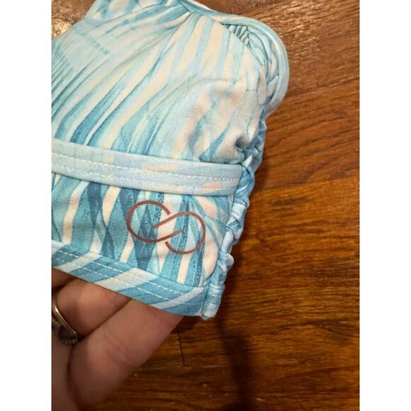 Calia by Carrie underwood tie back bikini top in soft palms blue size xs - Picture 2 of 5